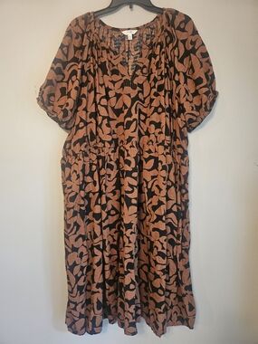 Boho Rust Floral Print Maxi Dress
